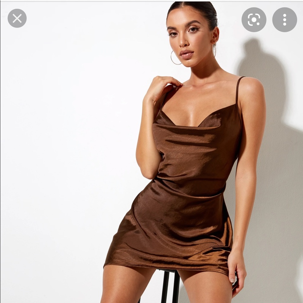 MOTEL ROCKS - brown satin dress